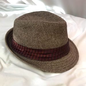 Fedora Hat Brown with Silver Highlights Sz: Small